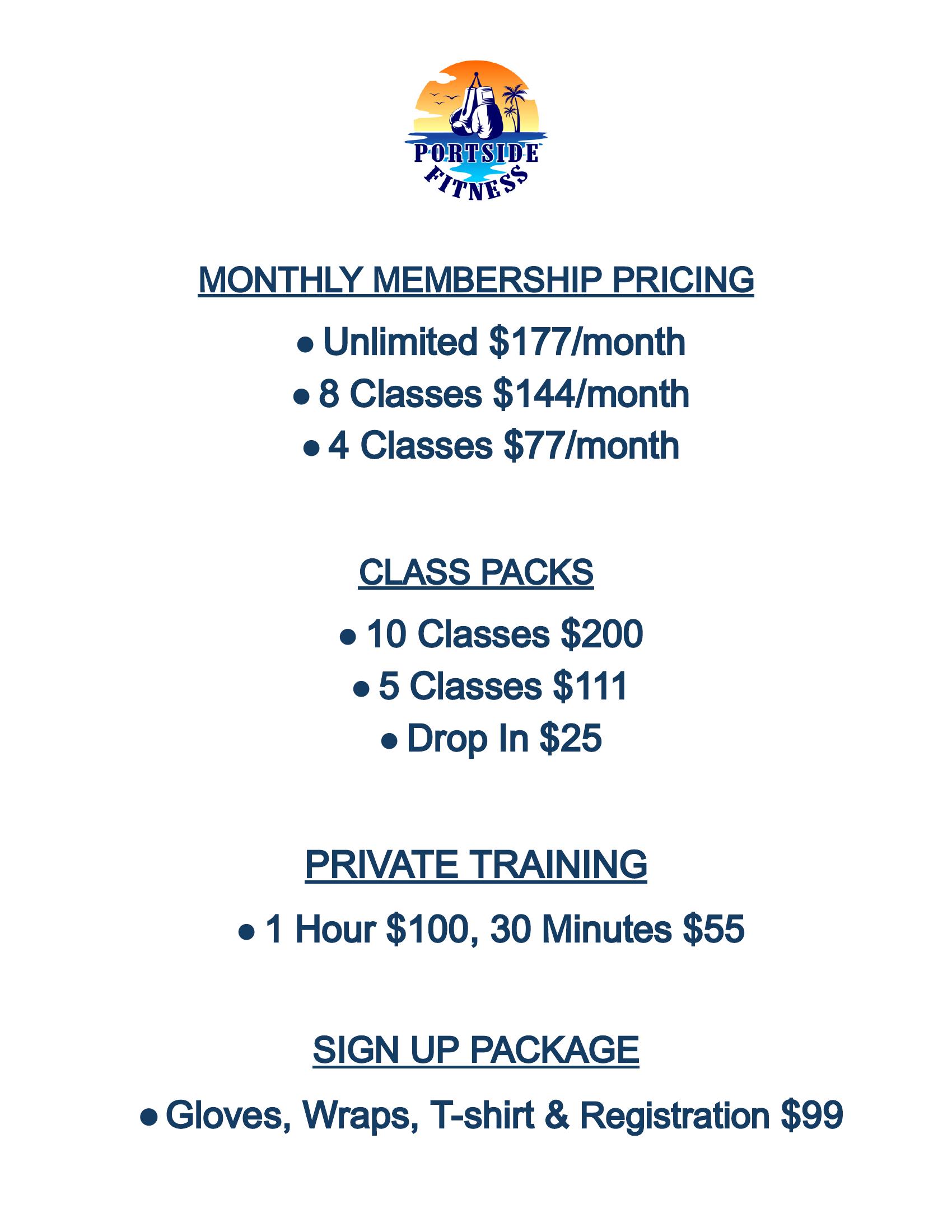 Portside Fitness membership pricing.